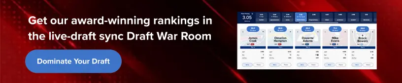 Get our award-winning rankings in the live-draft sync Draft War Room